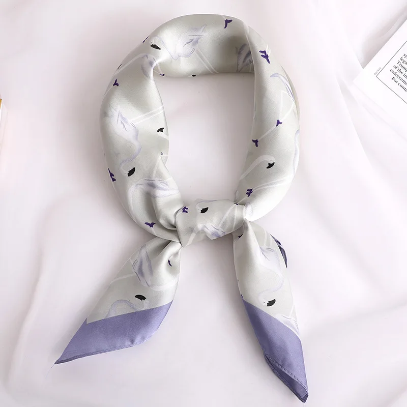 Квадратный шарф Реплика Шелковый платок с принтом Фламинго модная женская