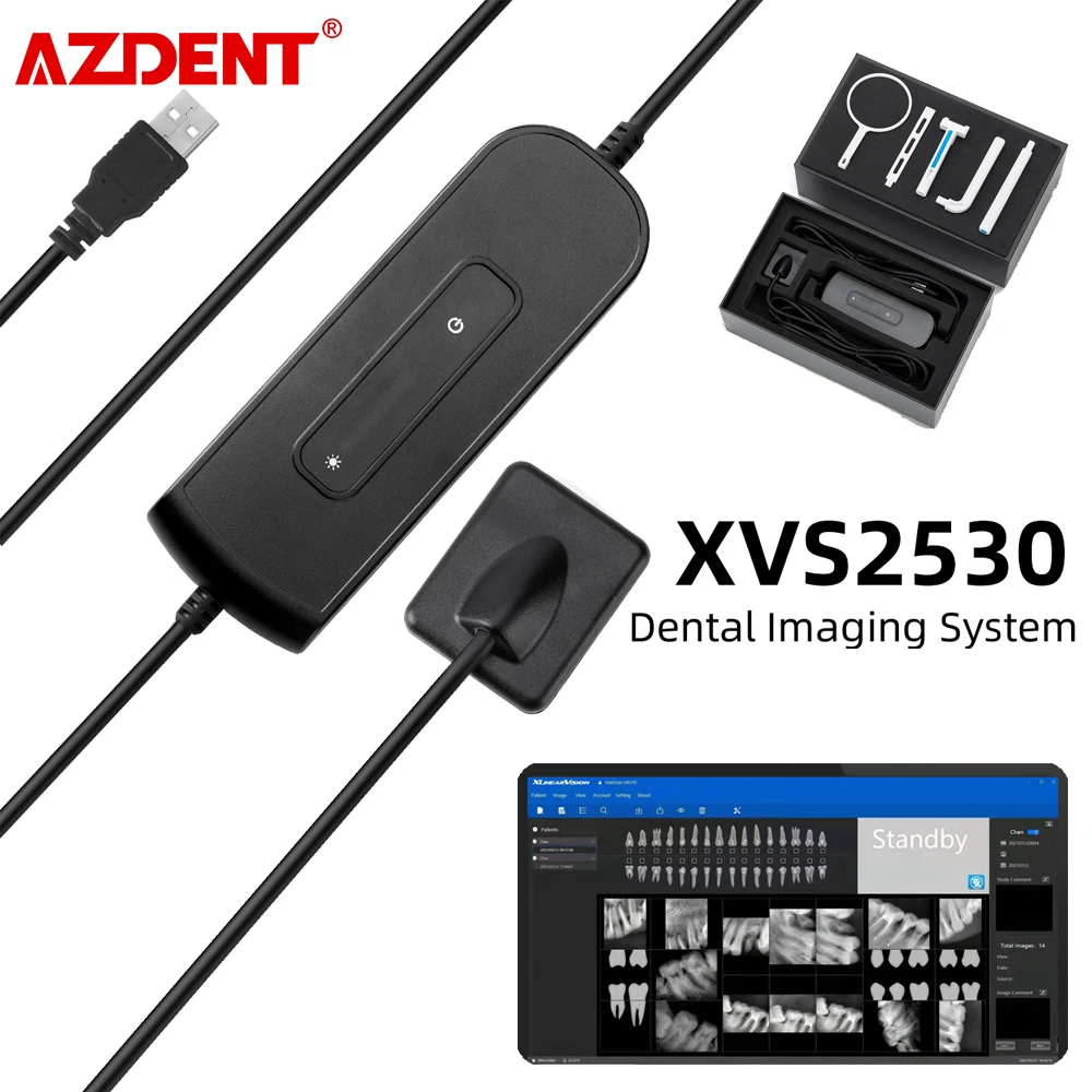 

AZDENT Dental Image RVG X-ray Sensor XVS2530 USB Digital Intra Oral X Ray Sensor Imaging System 37.16mm×32mm×6mm Cable Length 3m