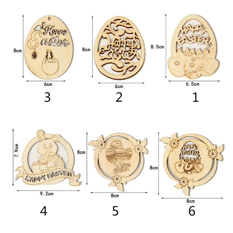 

10pcs Easter Party Wooden Crafts Easter Decorations Egg Wooden Ornament Easter Decorations For Home Rabbit Wood Happy Easter