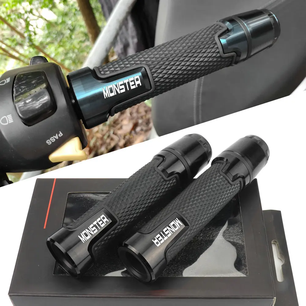 

Motorcycle Aluminum+ Rubber handle grips Motorbike handlebar For Ducati MONSTER 795 796 821 1200 1200S Hypermotard Monster 695