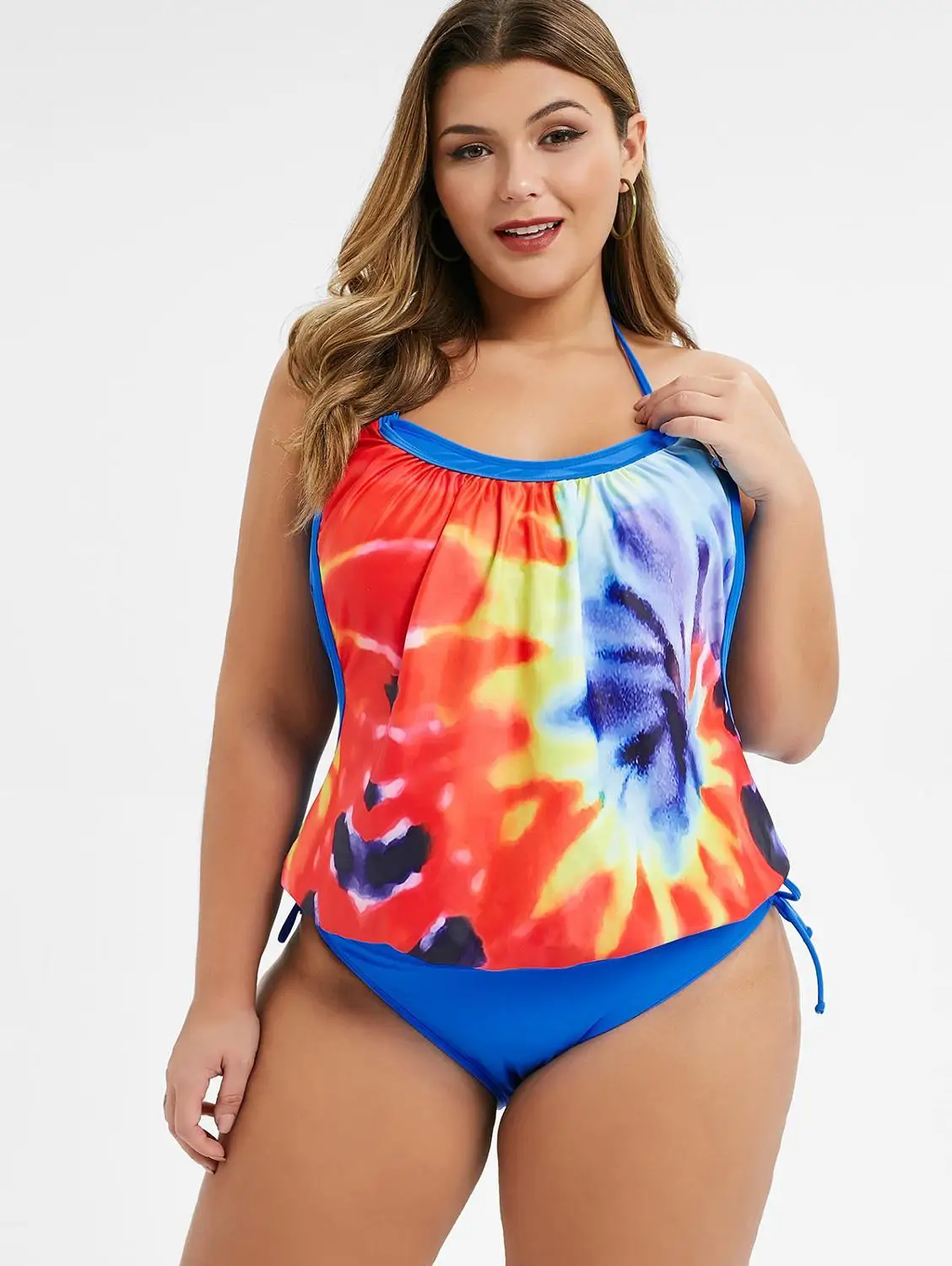 Wipalo Plus Size 5XL Women Set Summer Tropical Halter Open Back Print Tank Top Briefs Casual Two Piece Suits Sexy Beach Wear - Цвет: Style 1 Multi-A