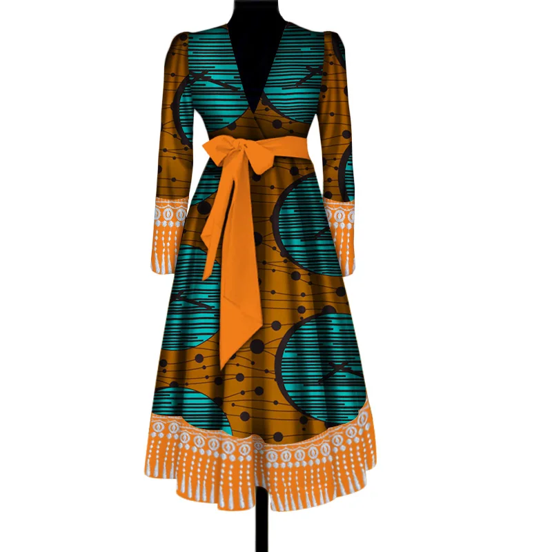 Женское платье с кисточками поясом в африканском стиле|Африканская одежда| |