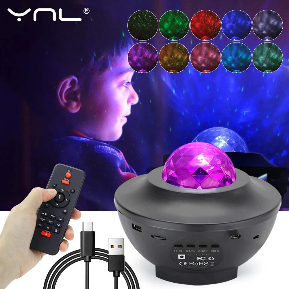 

Colorful LED Star Galaxy Projector Night Light Blueteeth USB Music Player Starry Sky Decoration Bedroom Lamp Child Gifts