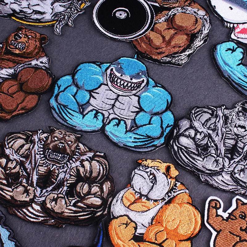 

Punk Clothes Stripes DIY Fitness Animal Patch Embroidered Patches On Clothes Hippie Orangutan Patch Iron on Patches for Clothing