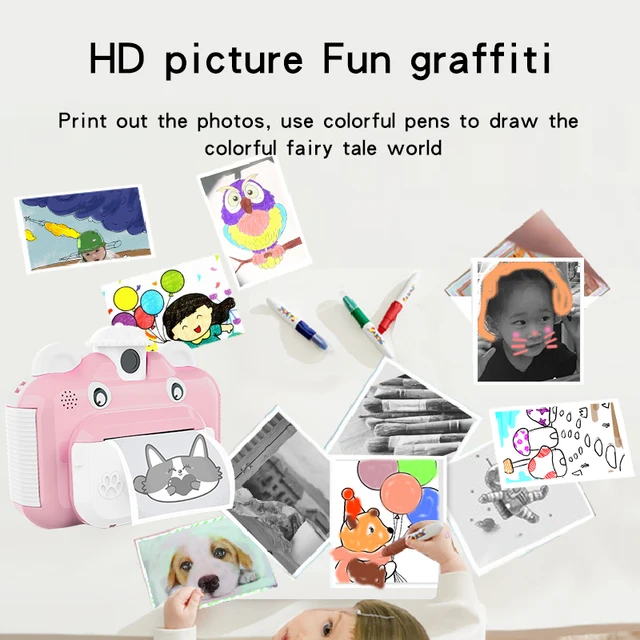 Instant Print Camera Digital 1080P HD Video Printer Kids Children Toy With 8G 32G SD Card Thermal Printing Portable Camera 5