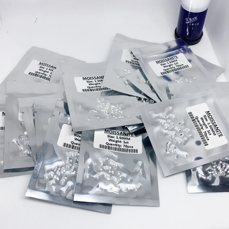 Круглые Искусственные муассаниты белого цвета для кольца ожерелья 10 дюймов