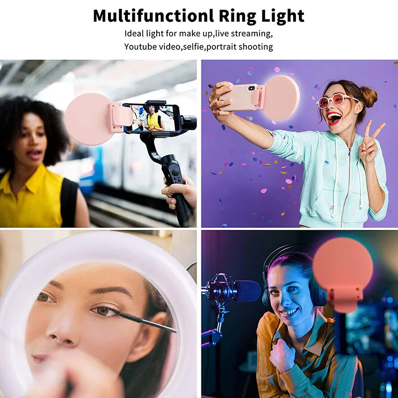 Bfollow 4 2 &quot15 Вт RGB селфи клип на кольцевой светильник мини светодиодная круглая