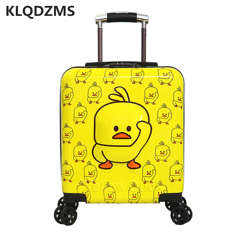 KLQDZMS 18 Inch Cartoon Child Suitcase Fashion Kids Luggage On Wheels Popular Rolling Luggage Young Child Trolley Suitcase Bag