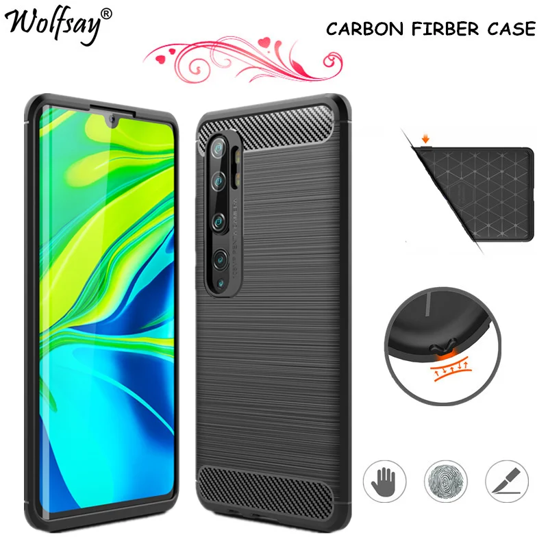 

Чехол из углеродного волокна для Xiaomi Mi Note 10 Pro, ударопрочный силиконовый чехол-бампер для телефона Xiaomi Mi Note 10 Pro, чехол Note 10 +