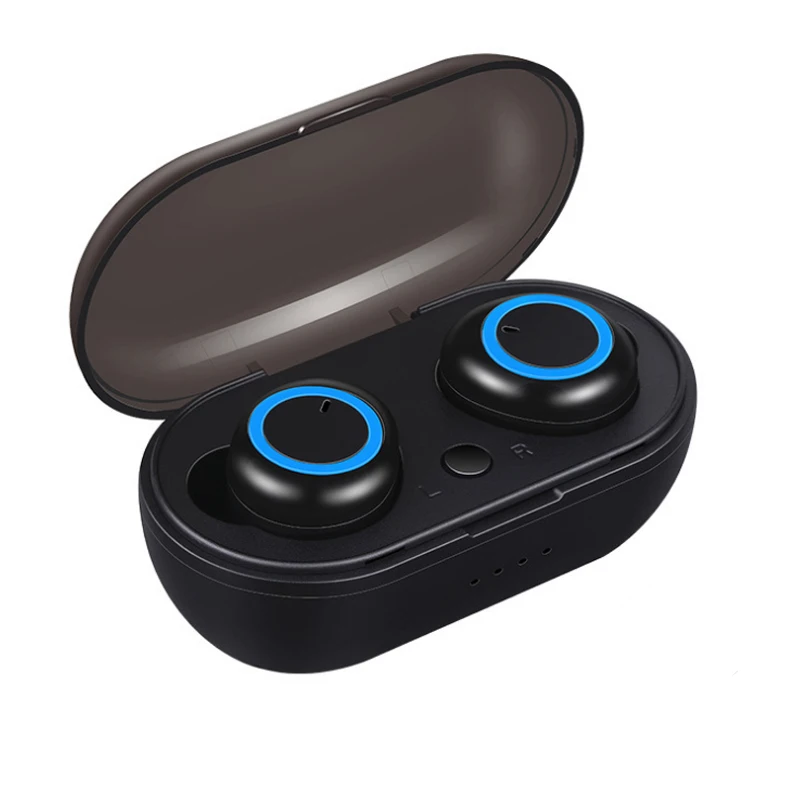 TWS Беспроводные спортивные наушники Bluetooth 5,0 HD с шумоподавлением, водонепроницаемые, с защитой от пота, для Xiaomi Airdots Android Iphone - Цвет: Blue Black