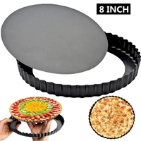 8 inch non stick round loose bottom quiche pan removable egg tart cake mould pie pan pizza pan plate tray baking tools