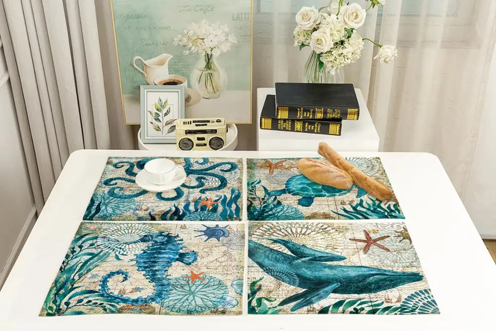 Салфетка FYMX в виде осьминога морская жизнь морской лошадь черепаха краб медуза