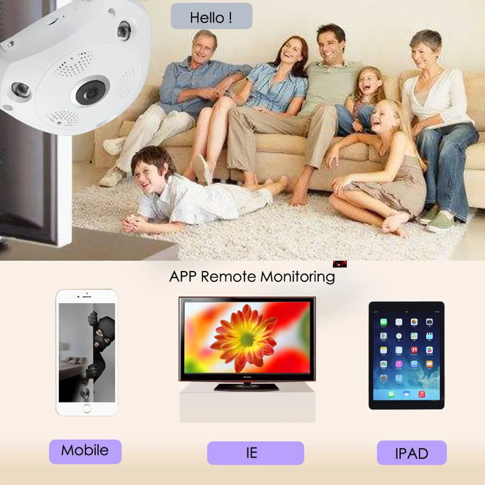 SNOSECURE 3MP IP Camera 3G 4G GSM SIM Wireless IP Camera IR-CUT Night Vision CCTV Video Surveillance Onvif Cameras Fisheye 360°