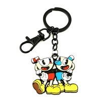 hbswui classic cartoon anime show cuphead keychain high quality metal jewelry cosplaygifts for woman girl men