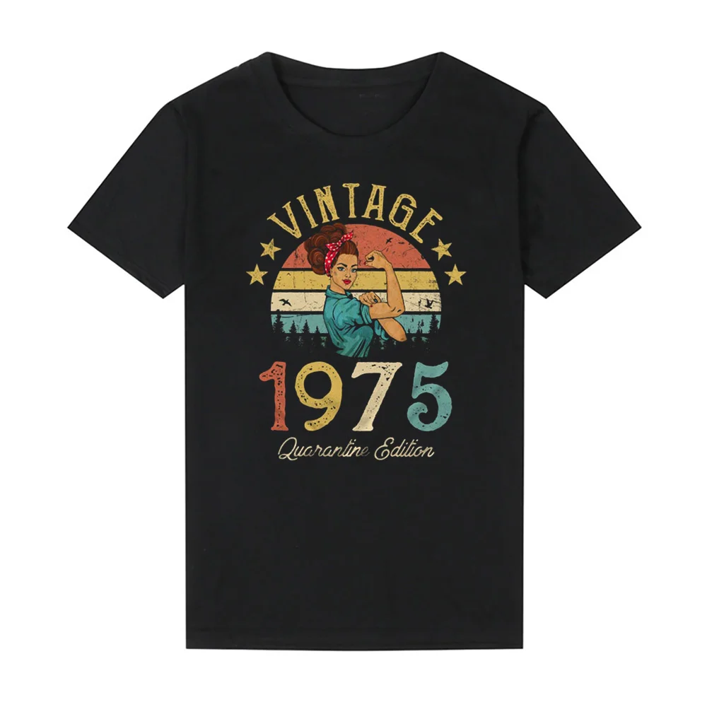 

Vintage 1975 Quarantine Edition T-Shirt years old 46th Birthday Gift Idea Women Girls Mom Wife Daughter Funny Retro Tshirt