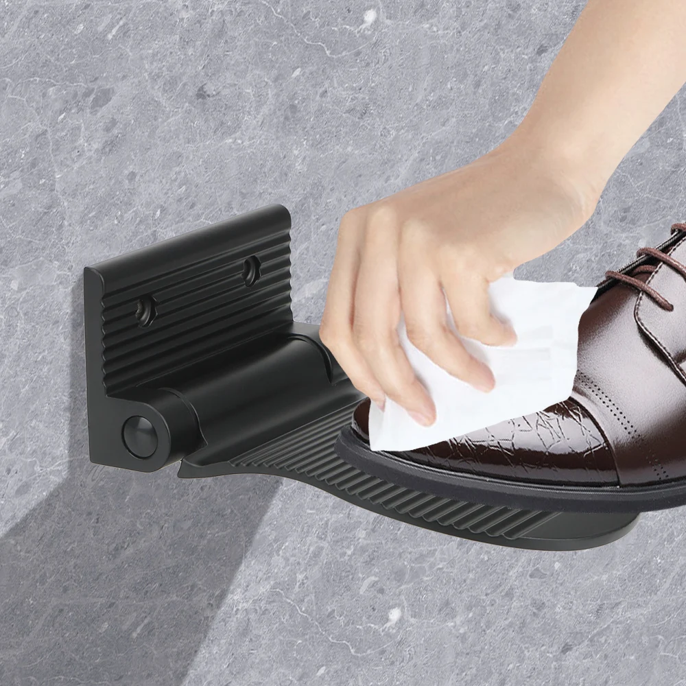 

Shoe Shine Pedal Bathroom Rest Pedestal Black/Silver Folding Hardware Aluminium Alloy Shower Footstool Anti-slip Footrest