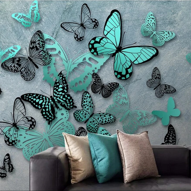 

beibehang Customized large murals fashion home improvement HD hand-painted 3D stereo butterfly nostalgic background wallpaper