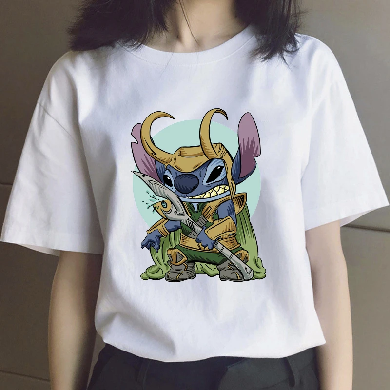 Новинка женская футболка со стежками Милая с рисунком одежда принтом