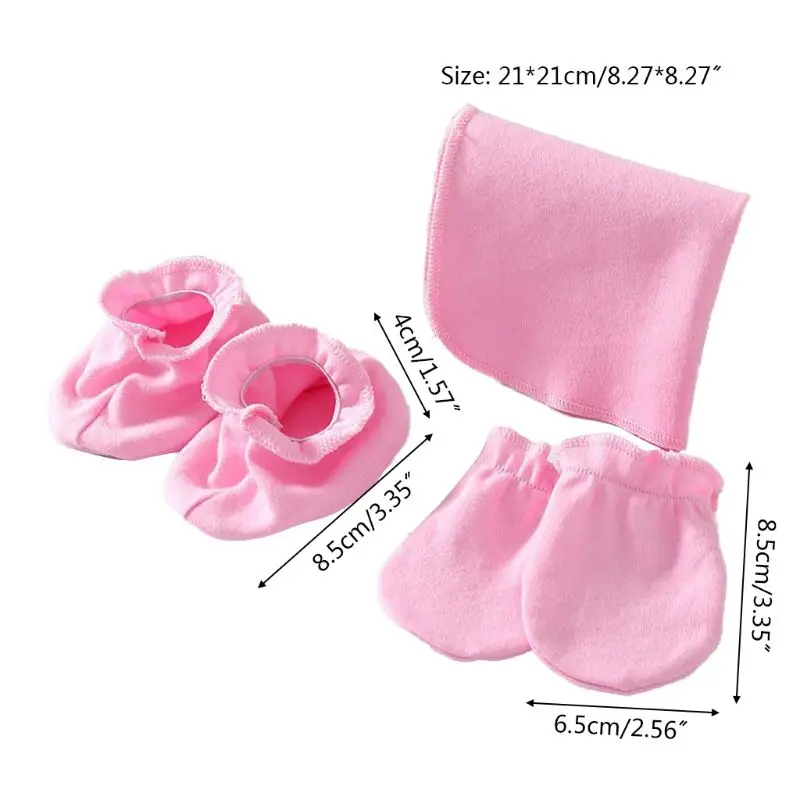 

Baby Newborn Soft Cotton Saliva Towel Gloves Foot Cover Set Anti Scratch Mittens
