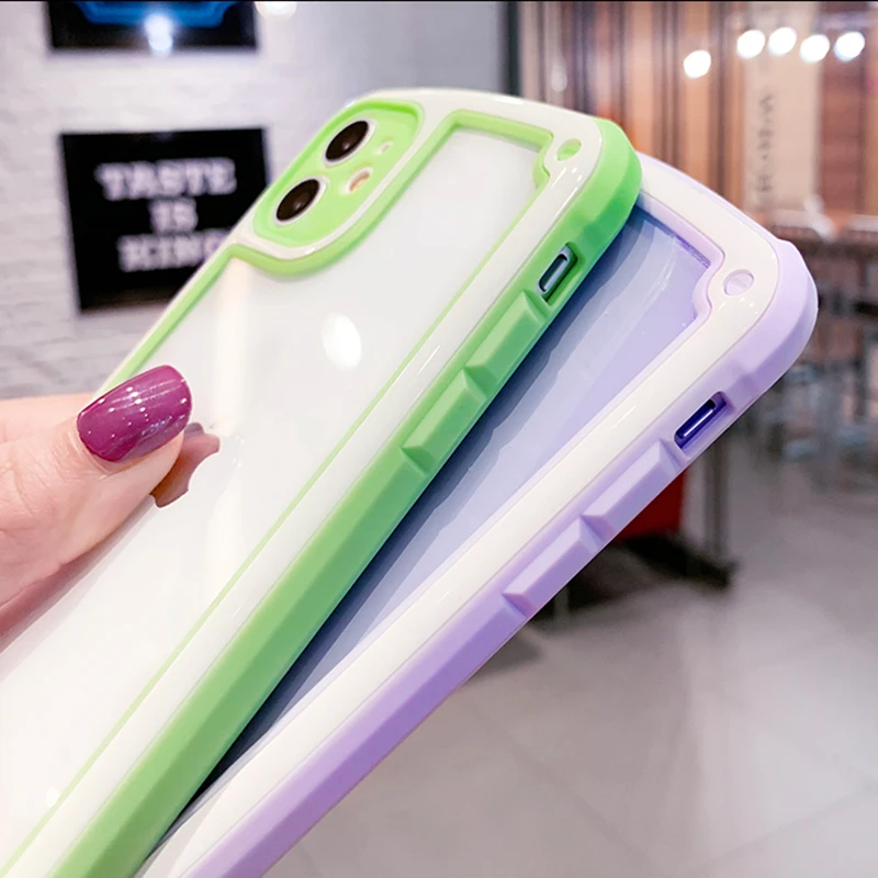 Яркий прозрачный чехол для телефона iPhone 12 11 Pro Max X XR XS 6S 7 8 Plus противоударный бампер