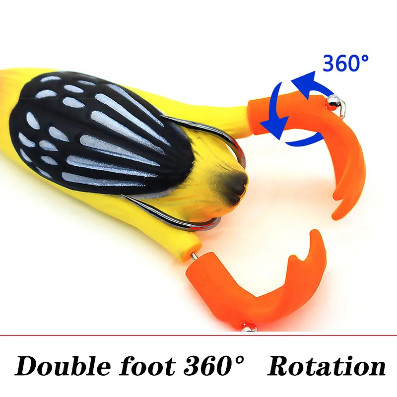 1Pcs Double Propeller Flipper Duck Fishing Lures Ducking Frog Soft Bait 9.5cm 11.2g 3D Eyes Artificial Swimbait Day Bass Tackle