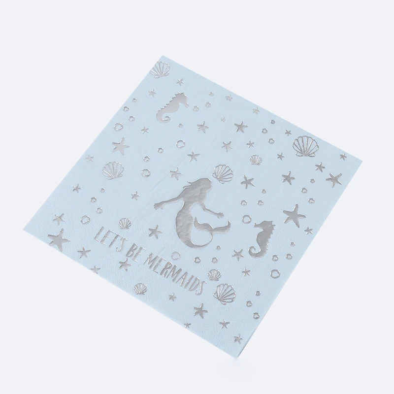 napkin 10pcs Новинка; Лидер продаж; Серебряные Платье русалки, принцессы Детский день рождения Тема Бумажный Стаканчик папиросной бумаги полотенце вечерние поставки Русалка Вечерние - Цвет: napkin 10pcs