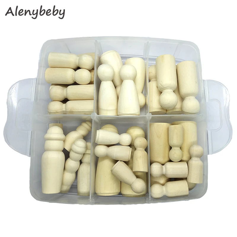 35 шт. деревянные колышки для кукол в форме людей неокрашенные свадебные