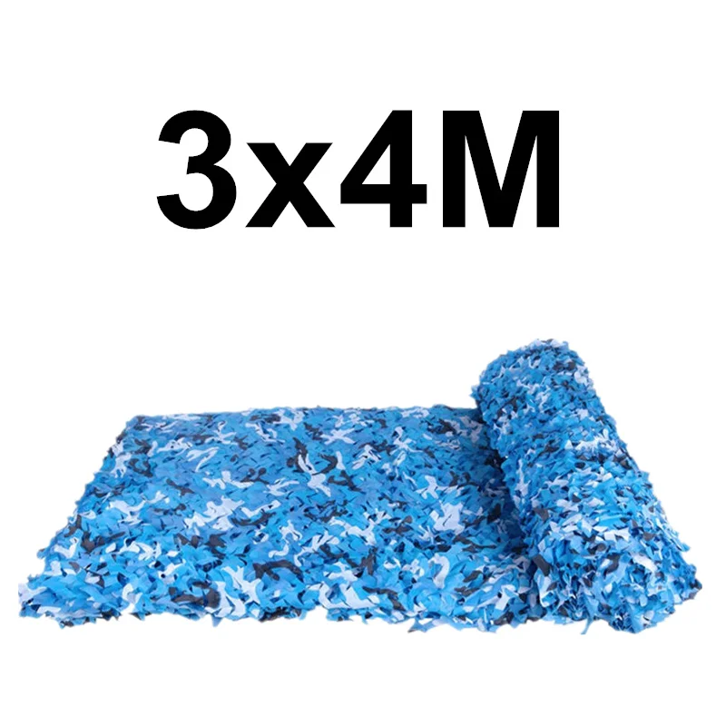 WELEAD 3x4M Reinforced Camouflage Net Military White Blue Sand Black for Outdoor Awning Garden Shade Hide Mesh 3x4 4x3 3*4M 4*3M - Цвет: Blue