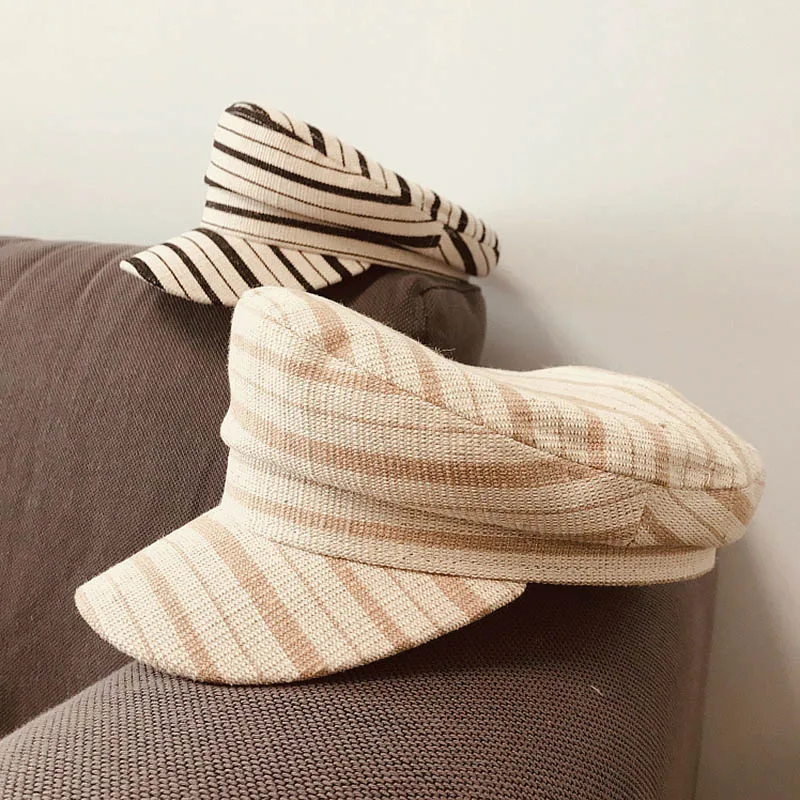 Новинка 2020 модная женская хлопковая кепка в полоску весенне-летняя с плоским