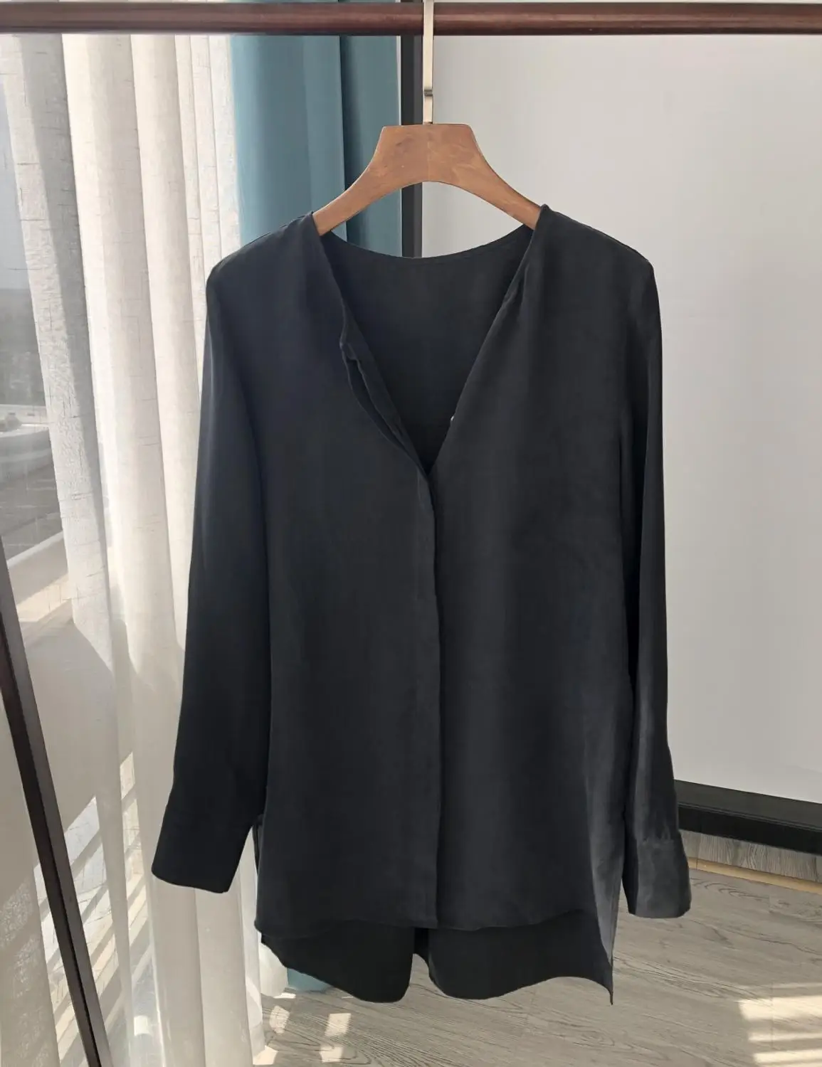 

New Viscose women's shirt Asymmetry simple long sleeve O-neck open placket ladiescardigan female blouses and tops