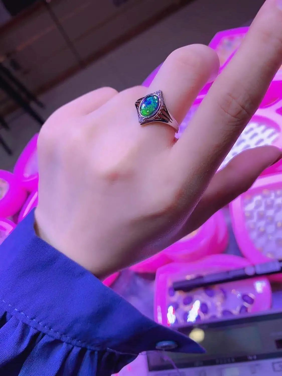 

ECHSUN jewellery precious Colorful snail natural gemstone ring for women red emerald ladies s925 silver ring wholesale