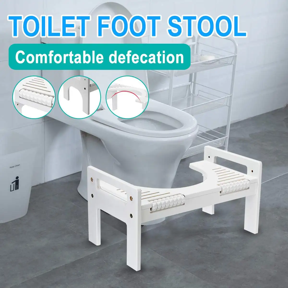 

Bathroom Folding Toilet Stool Non-Slip Toilet Foot Stool Massage Helper Assistant Foot Seat Relieves Constipation Piles