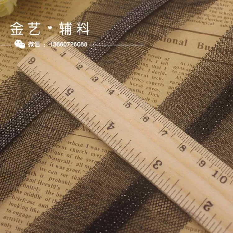 1Yard Black Beaded Metal Chain Mesh Lace Trim Sewing Craft Fabric Collar Applique Women Dress Guipure | Дом и сад