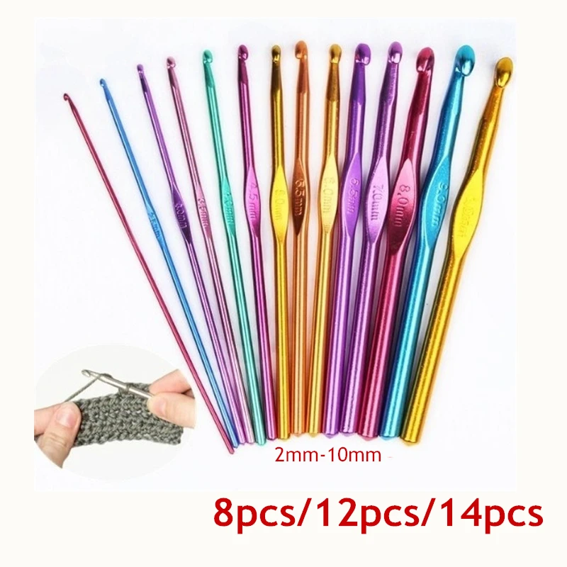 

2mm-10mm Aluminum Oxide Knitting Needles Crochet Hook Weave Crochet Needles Set Mothers Day Gift Sewing Supplie 8pcs/12pcs/14pcs