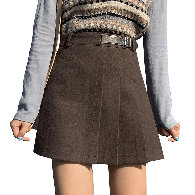 

Korean Preppy Style High Waist Mini Pleated Skirt Women Autumn Winter Wool Skirt Sweet Woman Kawaii Short Skirts