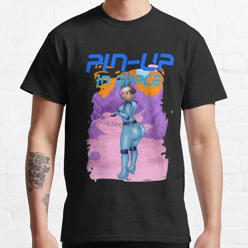 Мужская футболка Pin up in Space 2 pulp дизайнерская для женщин и мужчин|Мужские футболки|