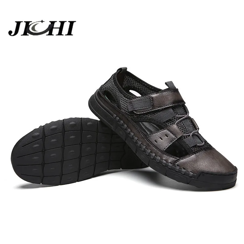 Сандалии мужские из натуральной кожи Повседневная пляжная обувь мягкая подошва