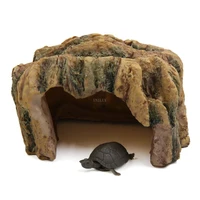 resin hiding home cave ornament habitat for aquarium khaki turtles reptiles reptile cage tortoise pet supplies