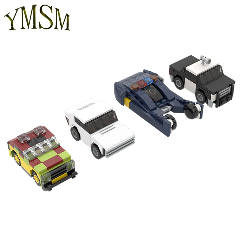 

MOC Citys Sports Car Dimension Style Film/television Classic Model Diy Building Block Bricks Toy Children Gift 4 Sets 228pcs