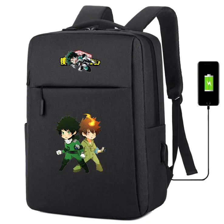 Рюкзак из парусины My Hero Academy с зарядкой через usb школьные сумки Boku no Hiro сумка на