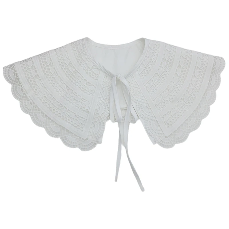 

Женский двухслойный накладной воротник, шаль, ажурное Полосатое кружевное ожерелье, половинная рубашка XX9D