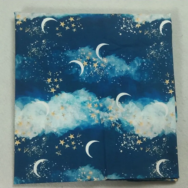 

50x105 см мир неба с изображением луны и звезд, облаками ситцевой ткани ткань со звездами в стиле пэчворк тканевый мешочек для домашнего декора