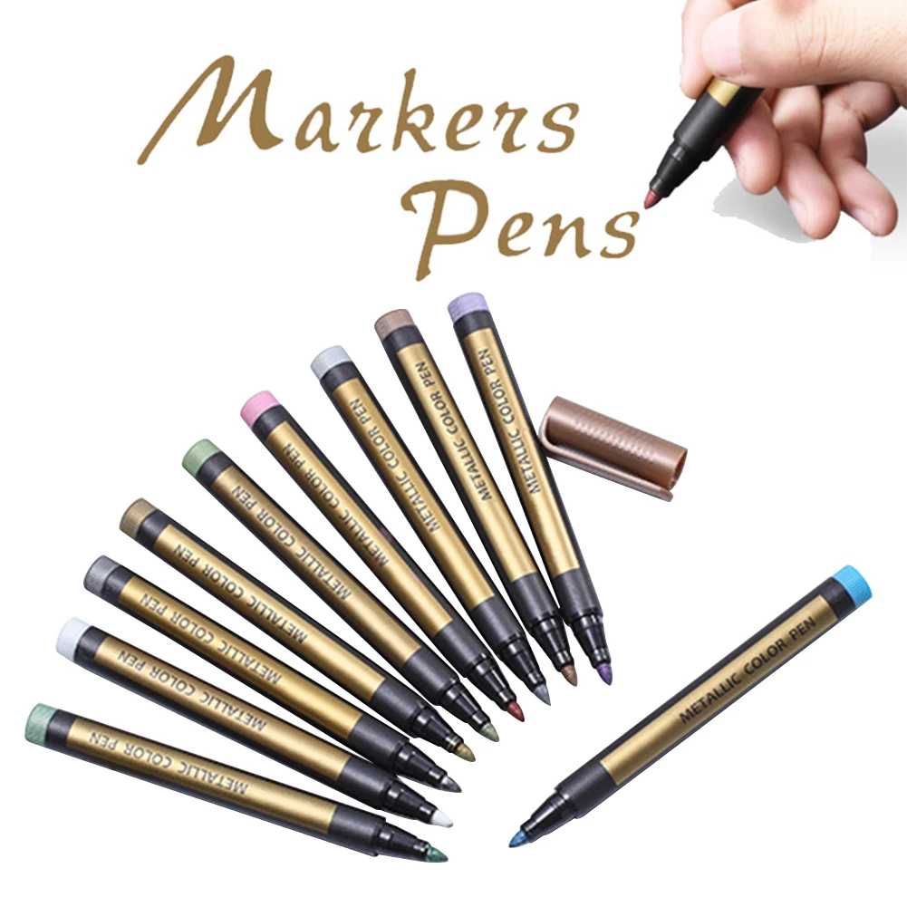 10 шт. товары для рукоделия металлический маркер черная бумага ручка рисования