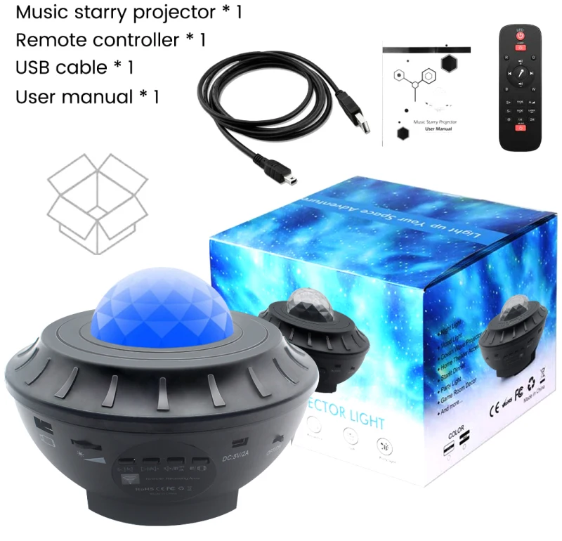 

LED Colorful Starry Sky Galaxy Projector Lamp Blueteeth USB Night Light Romantic Projection Lamp Ocean Wave Star Light