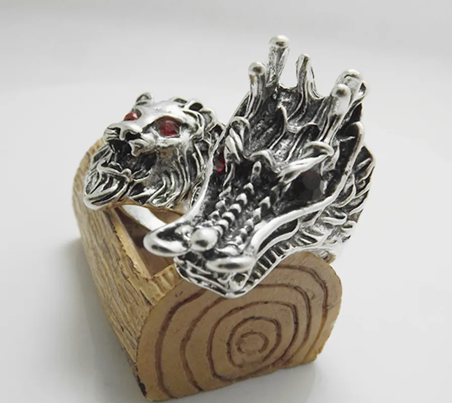 6 шт. готические кольца для мужчин в стиле панк ретро голова дракона льва сплав