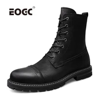 plus size warm men boots natural leather fur plush ankle snow boots men lace up outdoor autumn winter shoes working boots
