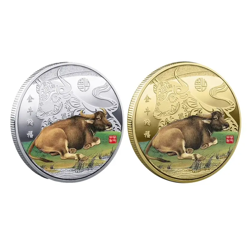 2021 Новогодняя Золотая монета Китай двенадцать зодиаков сувенирная год быка