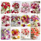 Алмазная живопись, картина с цветами, квадратнаякруглая Алмазная вышивка, мозаика стразы, вышивка крестиком, домашний декор, подарок