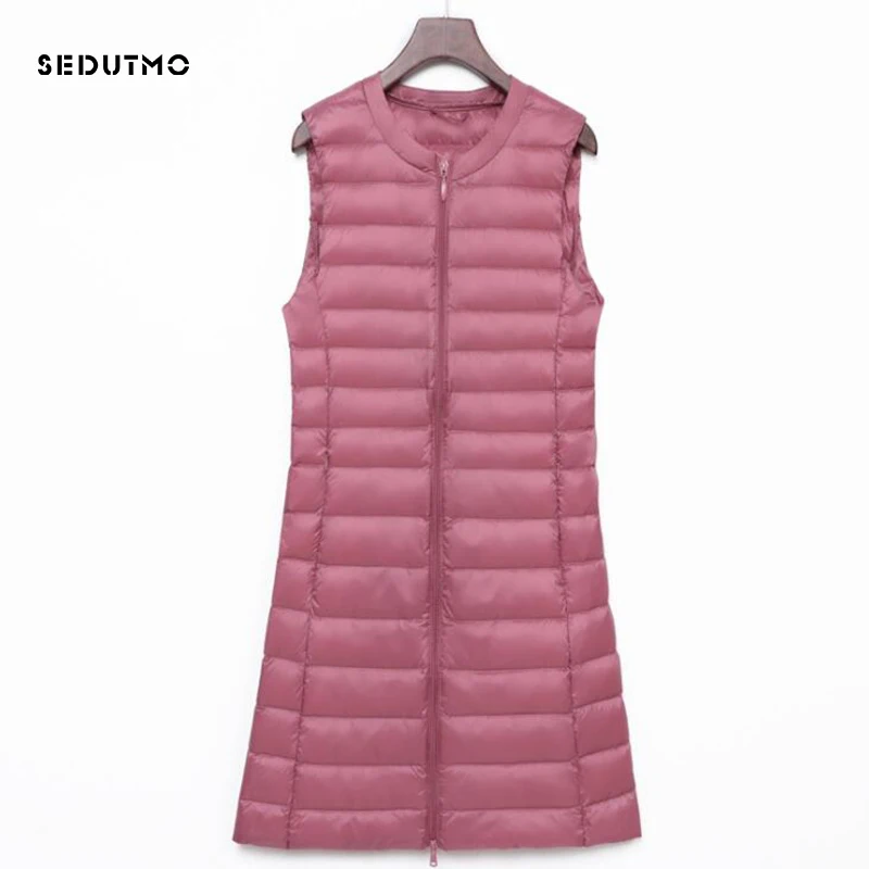 

SEDUTMO Winter Down Jacket Women Long Vest Ultra Light Waistcoat Autumn Coat Slim Parkas ED837