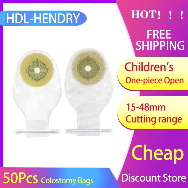 HOT!50 Pcs Children Disposable Colostomy Bags Drainable Pouch Kids Ostomy Bags for Colostomy Ileostomy Stoma Care One-piece Open